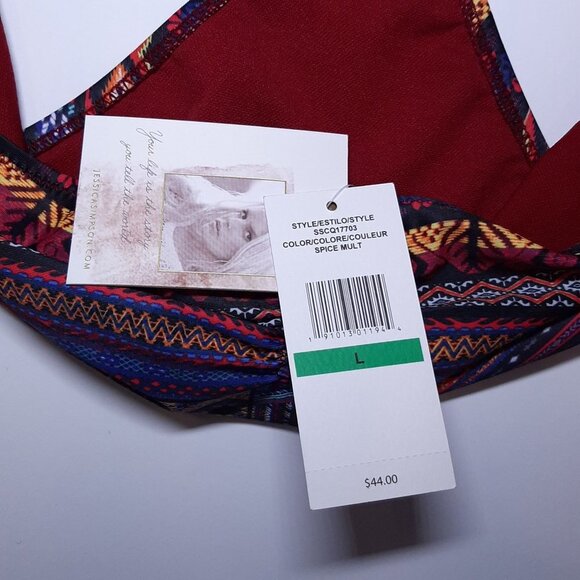 NEW Jessica Simpson Cherokee Queen Spice Bikini Bottom Womens Size Large Red - Picture 11 of 12